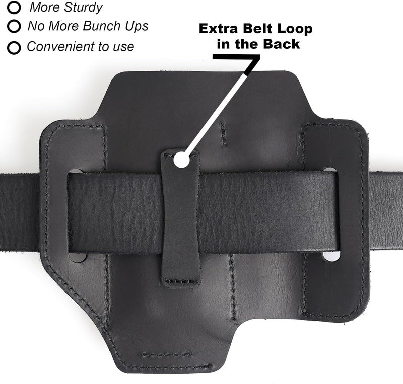topstache Multitool Sheath for Belt - EDC Belt Organizer - Leather Multitool Holster with Flashlight Holder, Elastic Band Pen Holder and Keychain Clip - Multitool Holder - Multitool Pouch, Black - Image 4